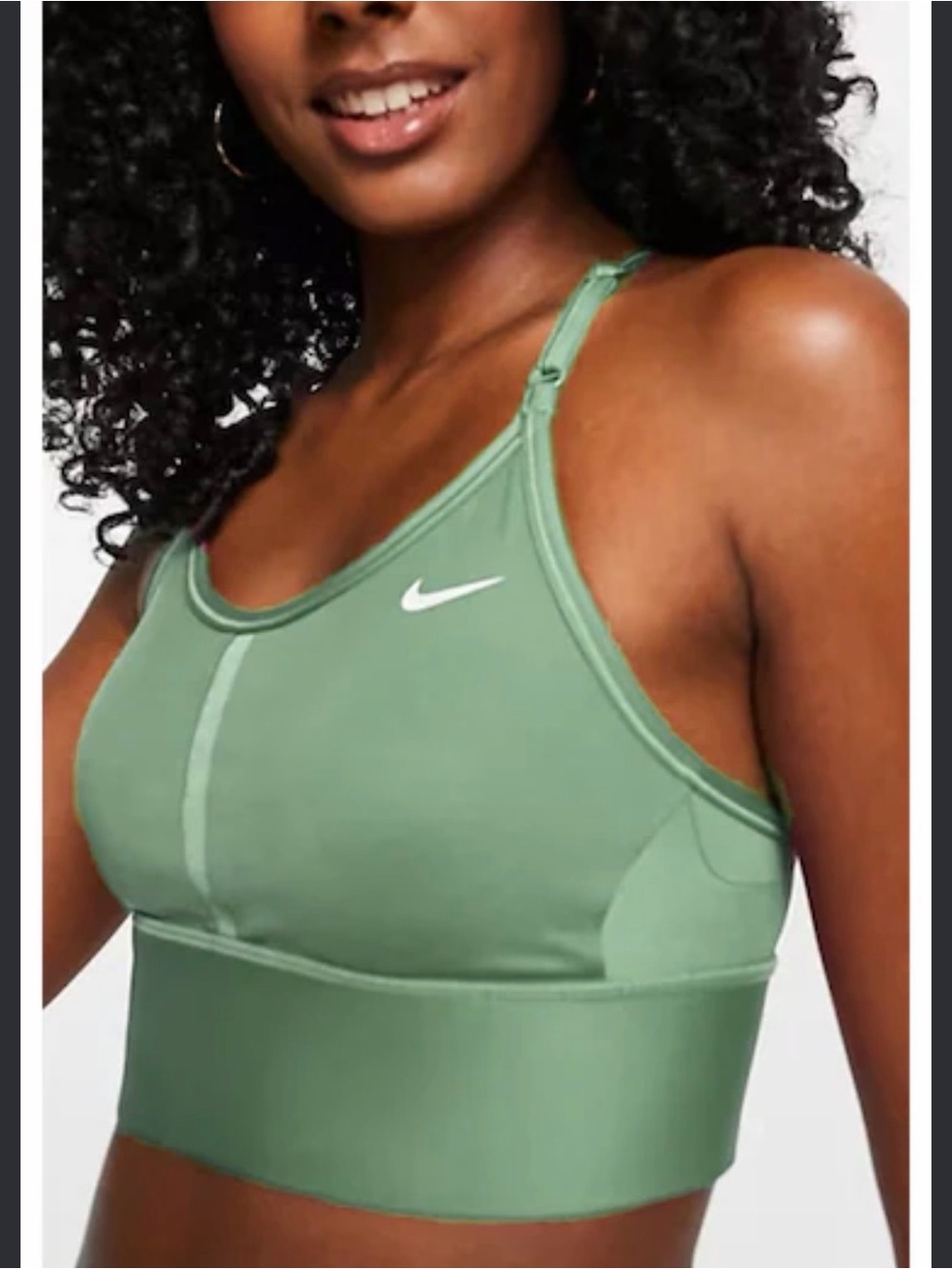 Nike Sage Green Longline Adjustable-Strap Sports Bra